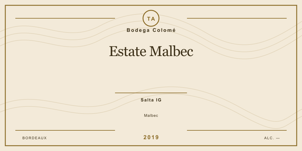 Rótulo de casa desenhado para Bodega Colomé Estate Malbec