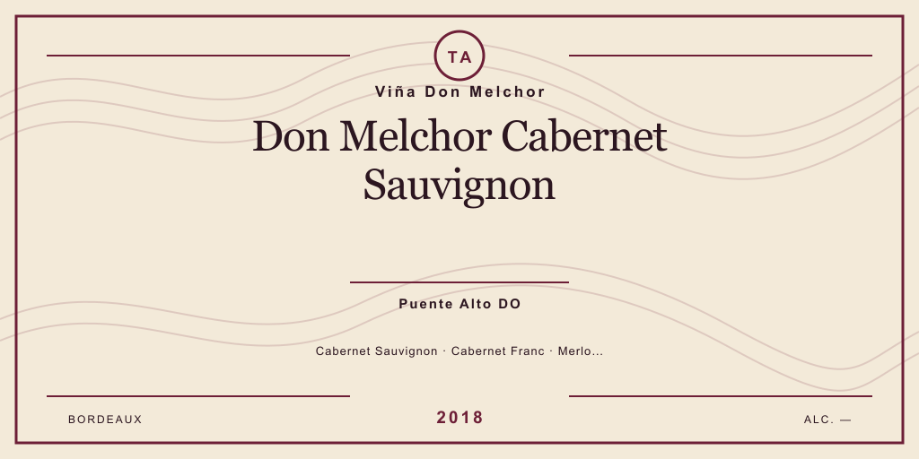 Rótulo de casa desenhado para Viña Don Melchor Don Melchor Cabernet Sauvignon