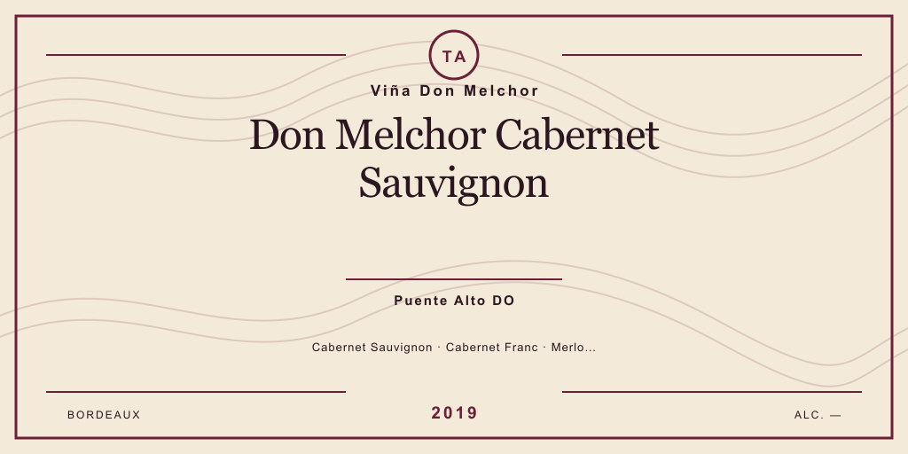 Rótulo de casa desenhado para Viña Don Melchor Don Melchor Cabernet Sauvignon
