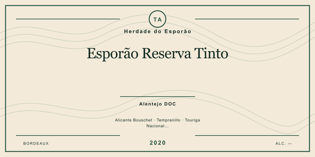 Rótulo de casa desenhado para Herdade do Esporão Esporão Reserva Tinto