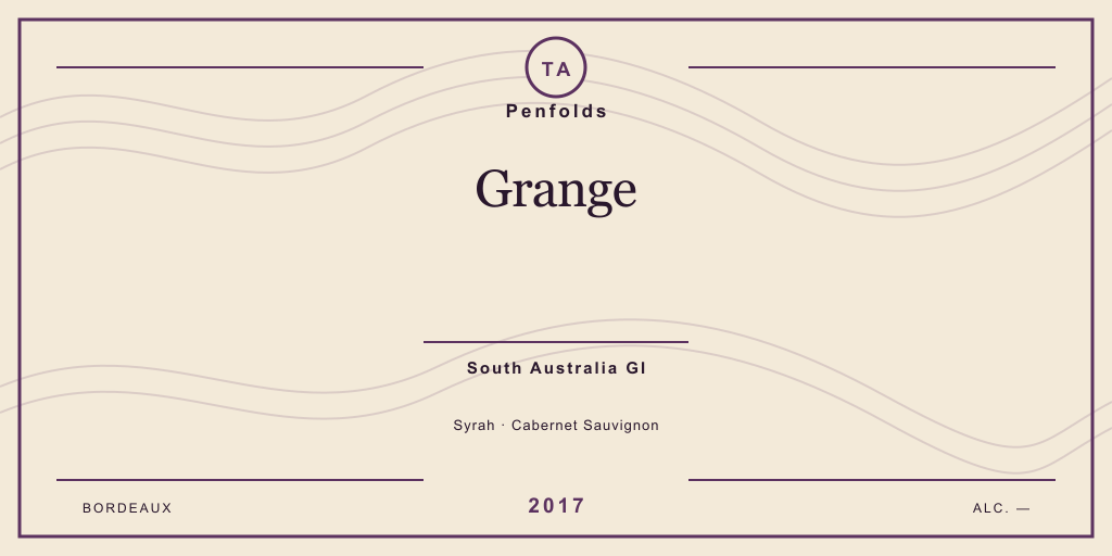 Rótulo de casa desenhado para Penfolds Grange