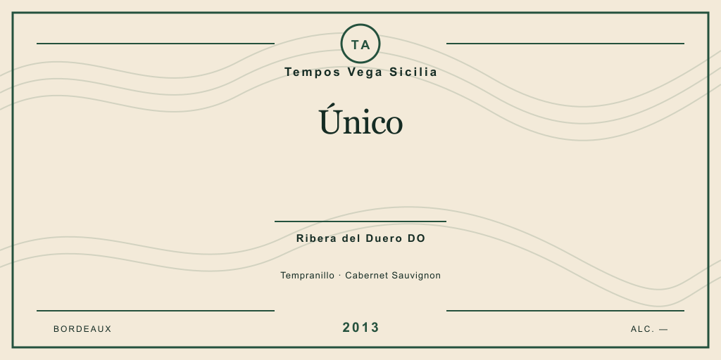 Rótulo de casa desenhado para Tempos Vega Sicilia Único